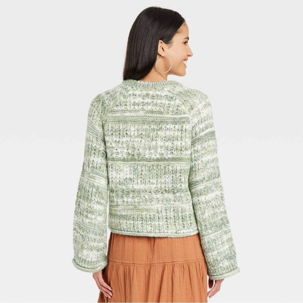 Universal Thread Bell Sleeve Multi Pattern Crewne… - image 5